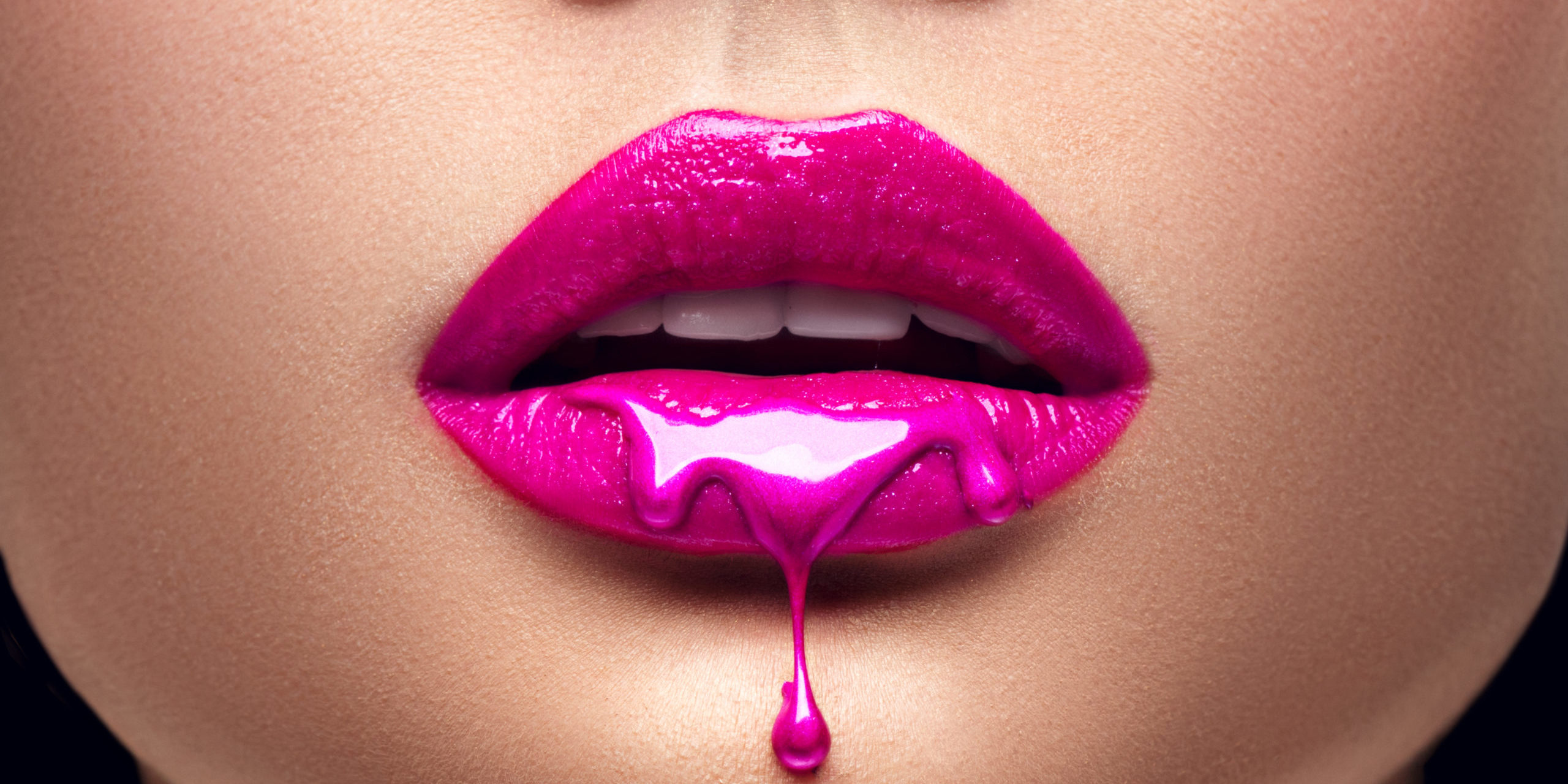 Pink,Lipstick,Dripping.,Paint,Drips,From,The,Lips,,Lipgloss,Dripping