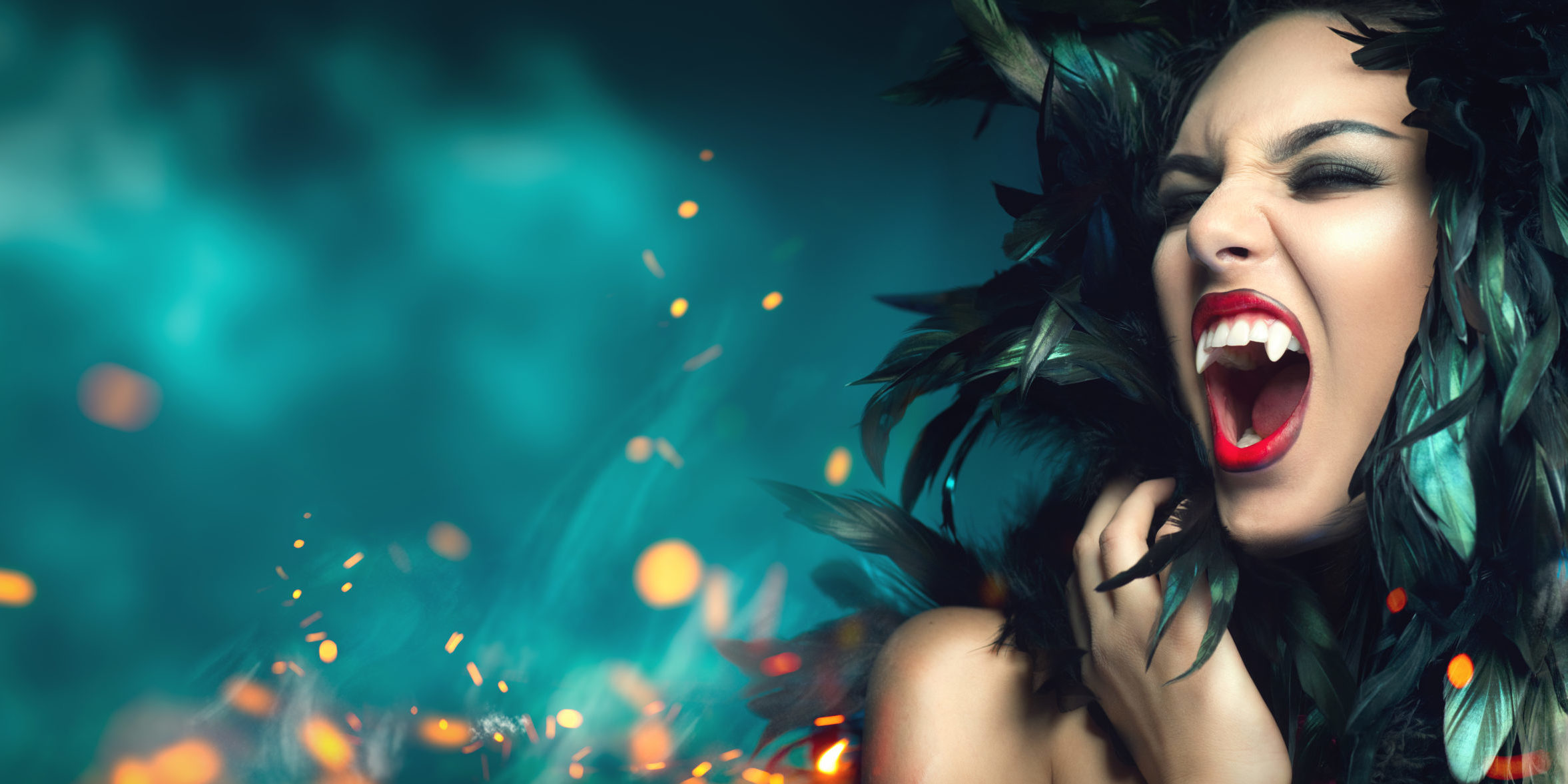 Vampire,Woman,With,Red,Bloody,Lips,Close-up.,Vampire,Girl,With