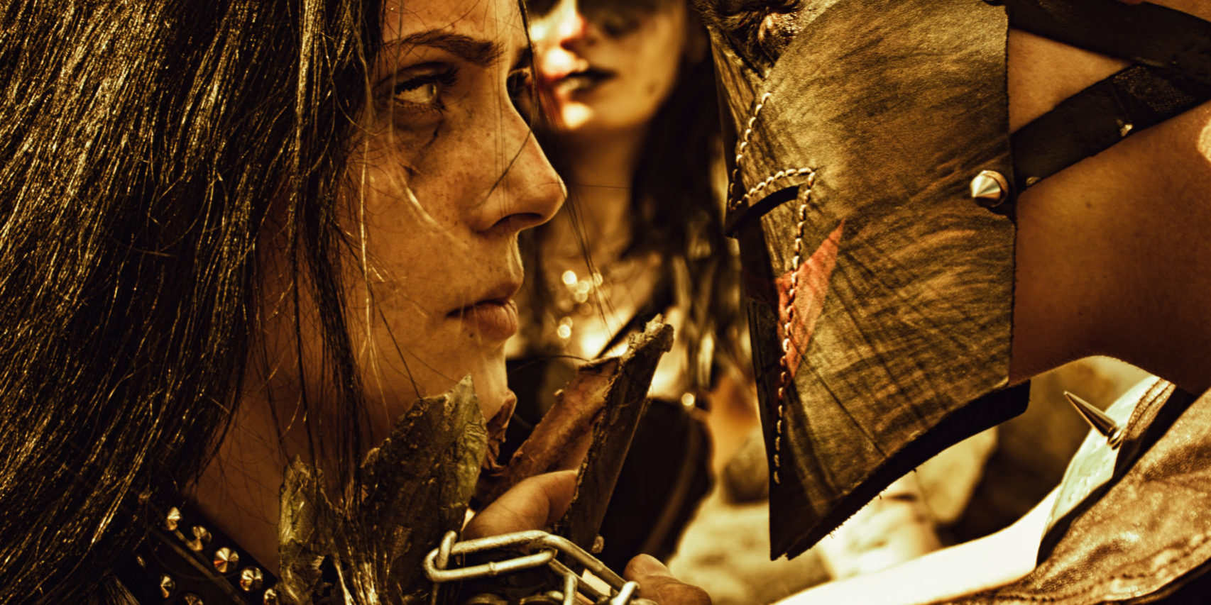 Mad,Merciless,Raider,And,Young,Cute,Slave,Looking,Into,Each