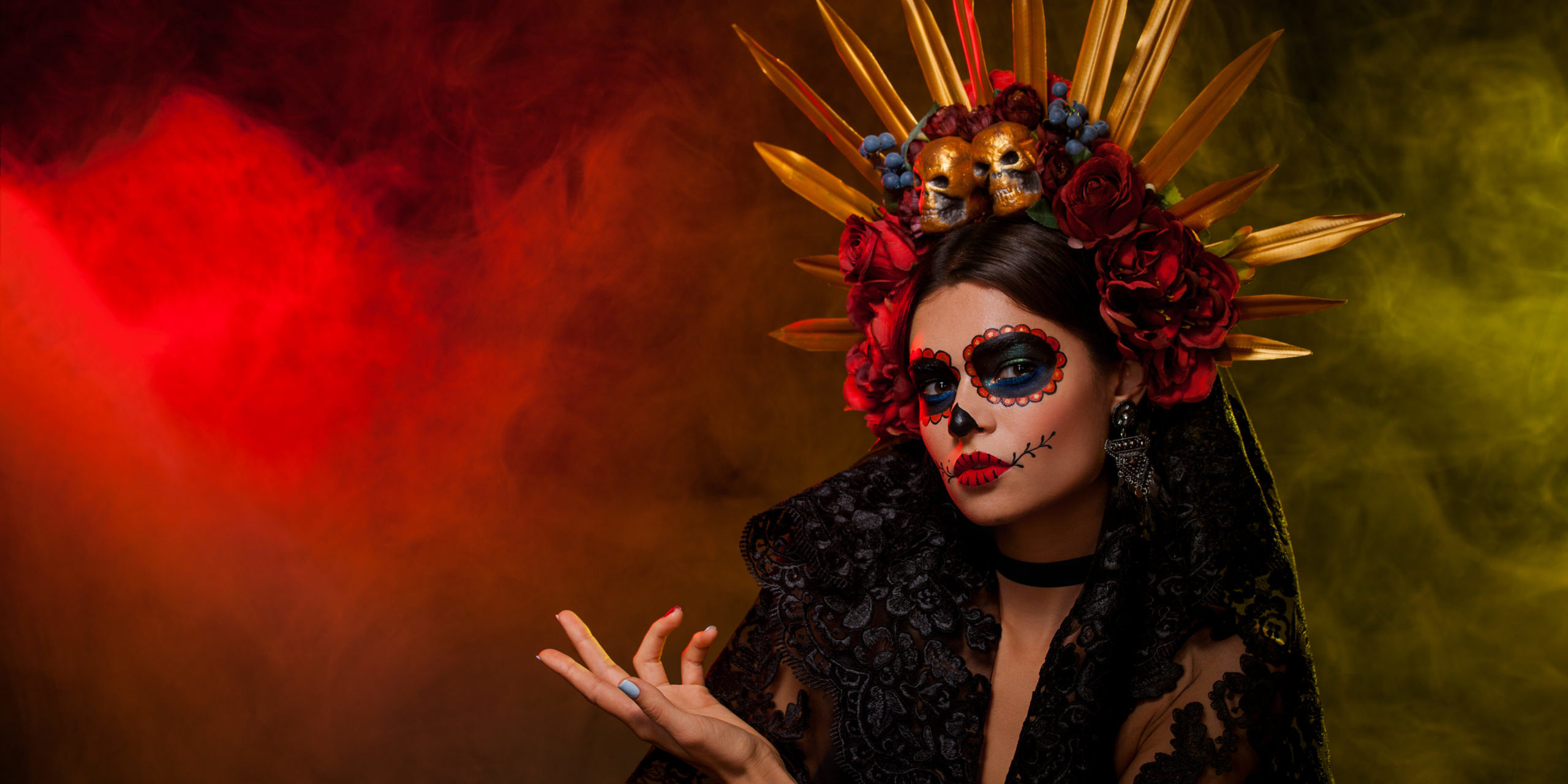 Creative,Image,Of,Halloween,Makeup,Look,Or,Dia,De,Los